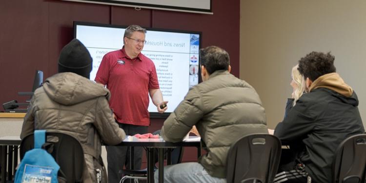 Students learning in an MBA accounting class